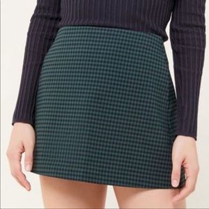 Urban Outfitters Dark Green Checked Mini Skirt NWT